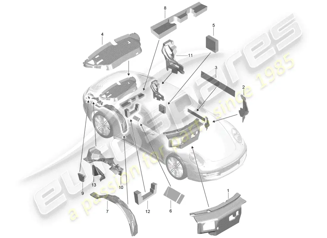 porsche 2016 (991-1) body shell parts diagram
