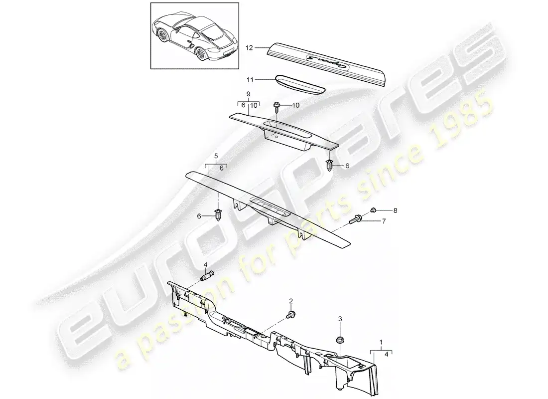 porsche 2011 (987 cayman) lining parts diagram