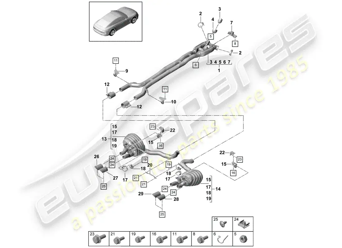 porsche 2017 (panamera 971-1) exhaust system parts diagram