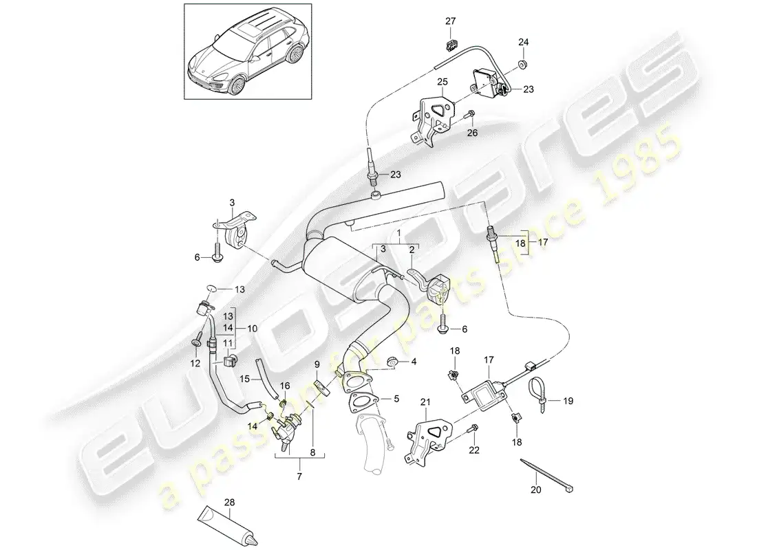 porsche 2016 (cayenne e2 92a) exhaust system parts diagram