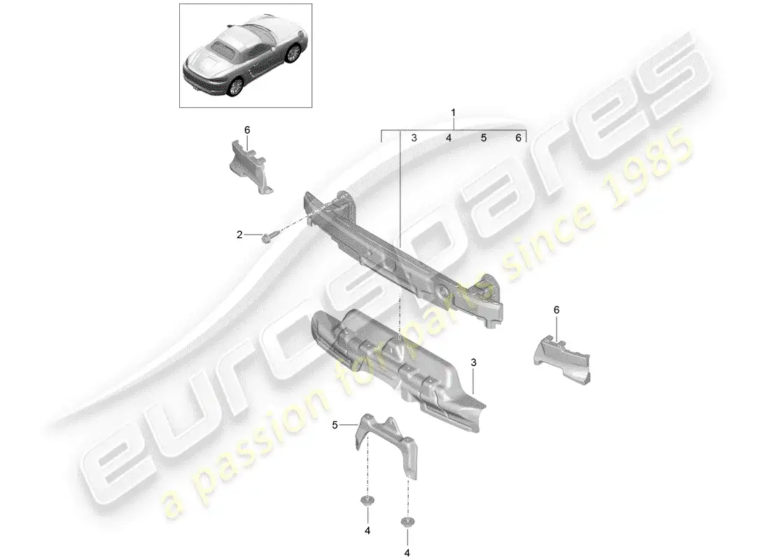 porsche 2017 (718 boxster) bumper bracket parts diagram