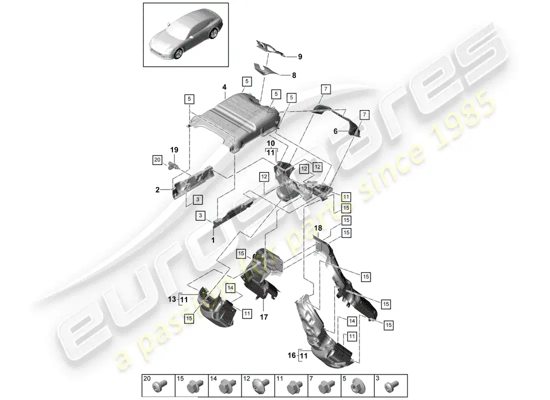 porsche 2019 (panamera 971-1) exhaust system parts diagram
