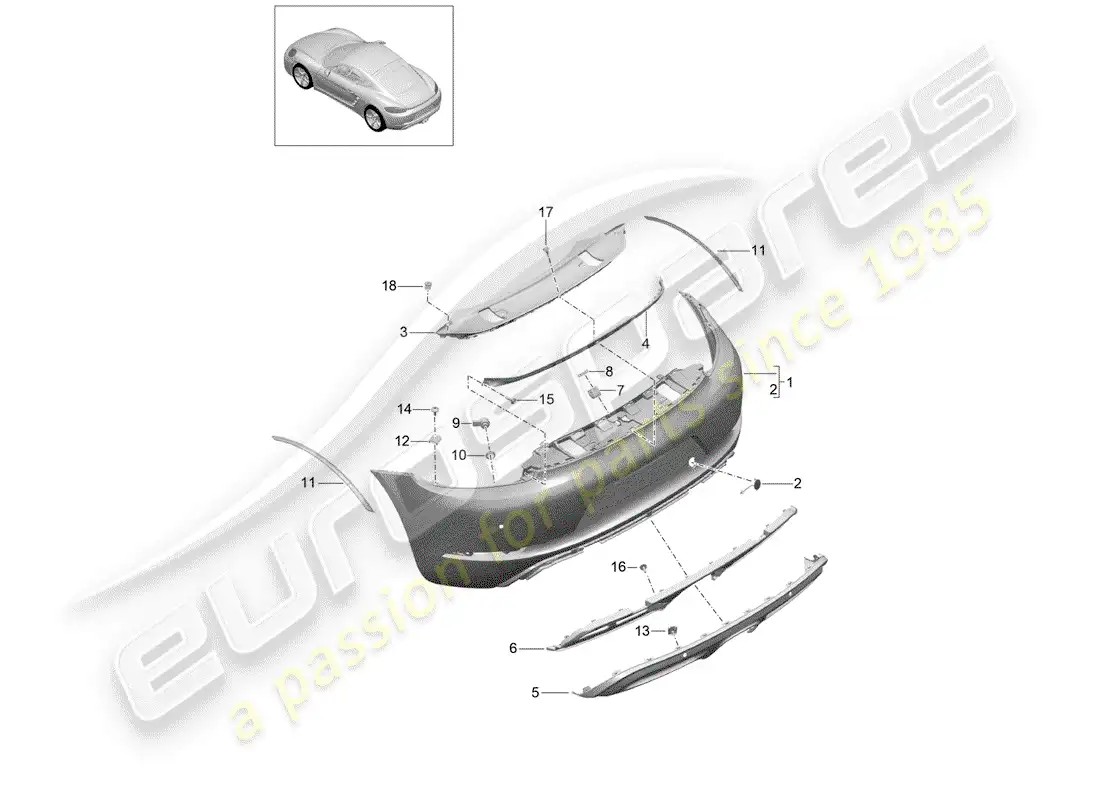porsche 2017 (718 cayman) bumper parts diagram