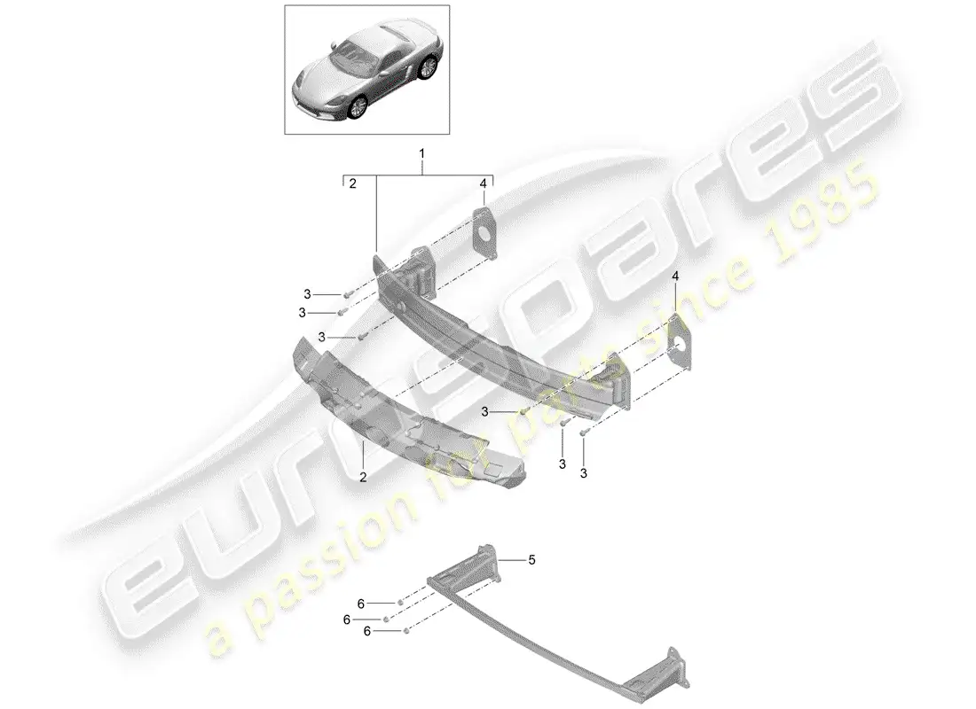 porsche 2017 (718 boxster) bumper bracket parts diagram