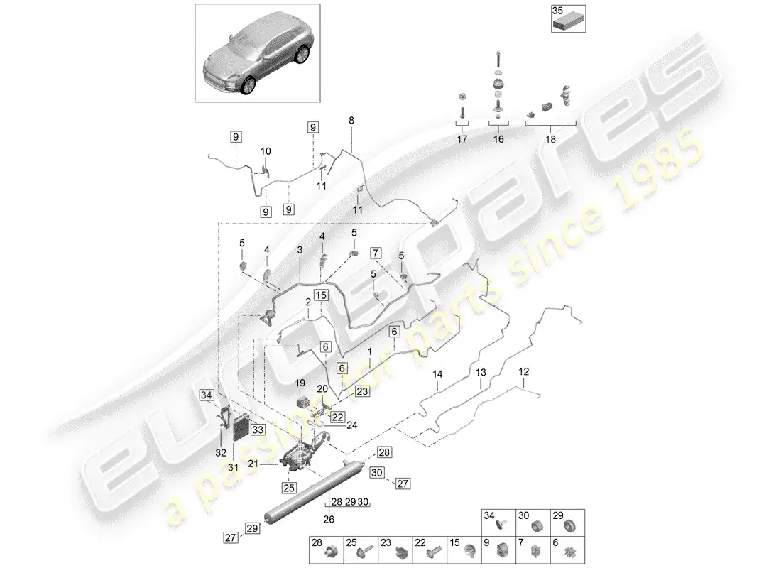 porsche 2020 (macan) self levelling system part diagram