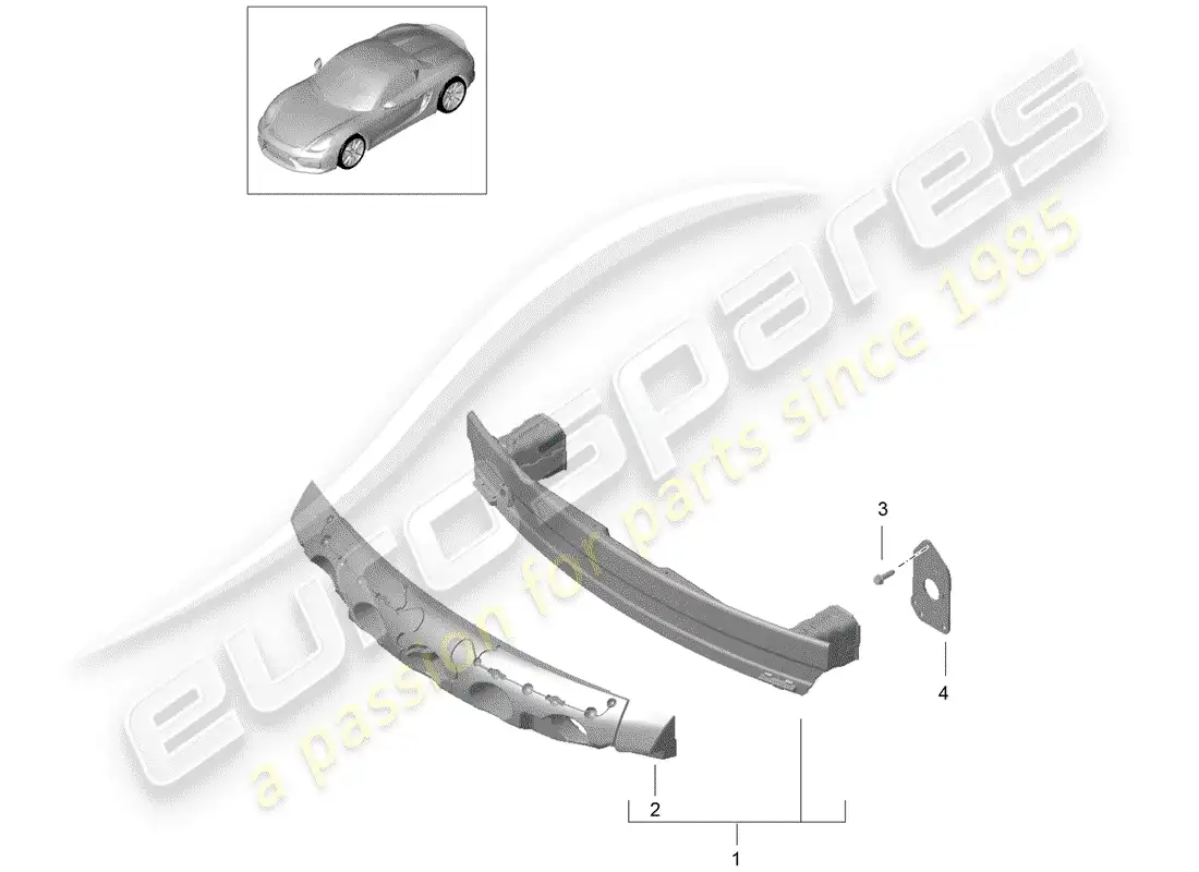 porsche 2016 (981 boxster spyder) bumper bracket parts diagram