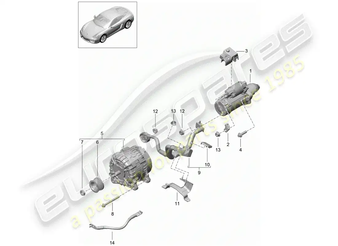 porsche 2015 (981 cayman) starter parts diagram
