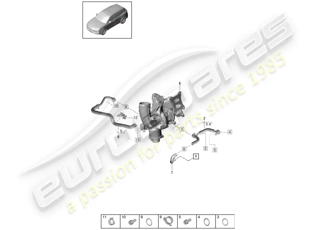porsche 2019 (cayenne e3 9ya/9yb) water cooling for parts diagram