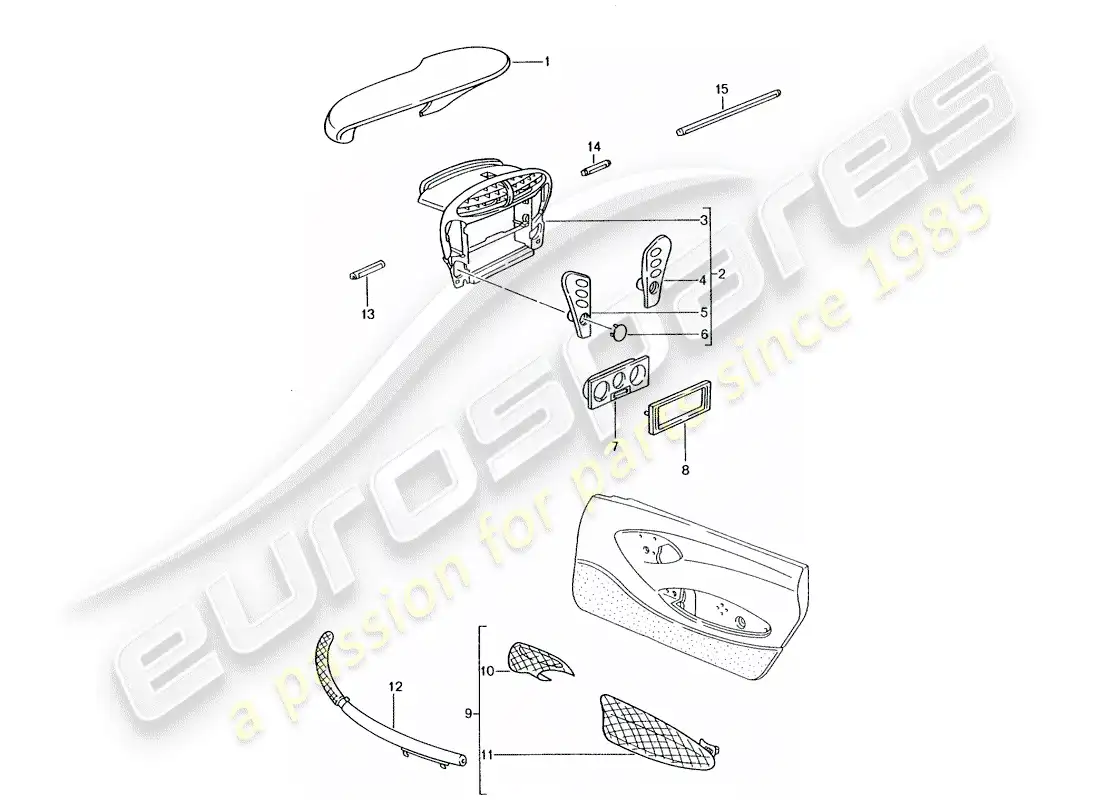 porsche 2009 (tequipment) instrument box parts diagram