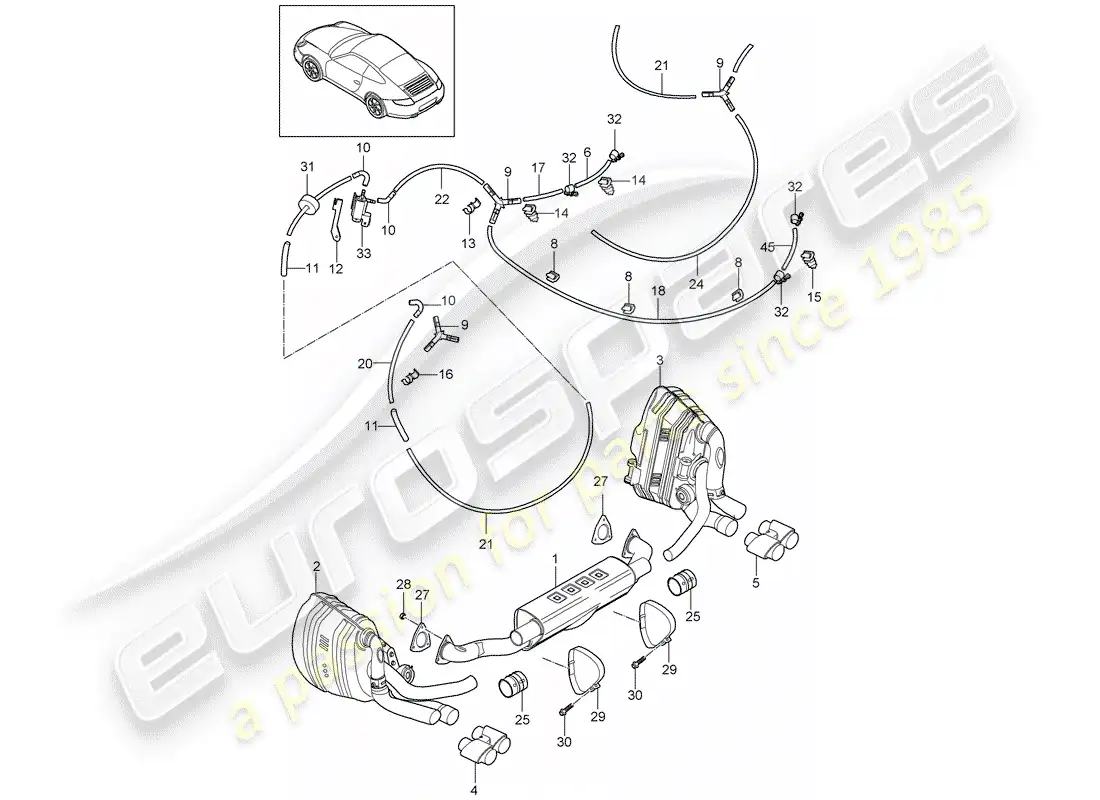 porsche 2012 (997-2) exhaust system parts diagram