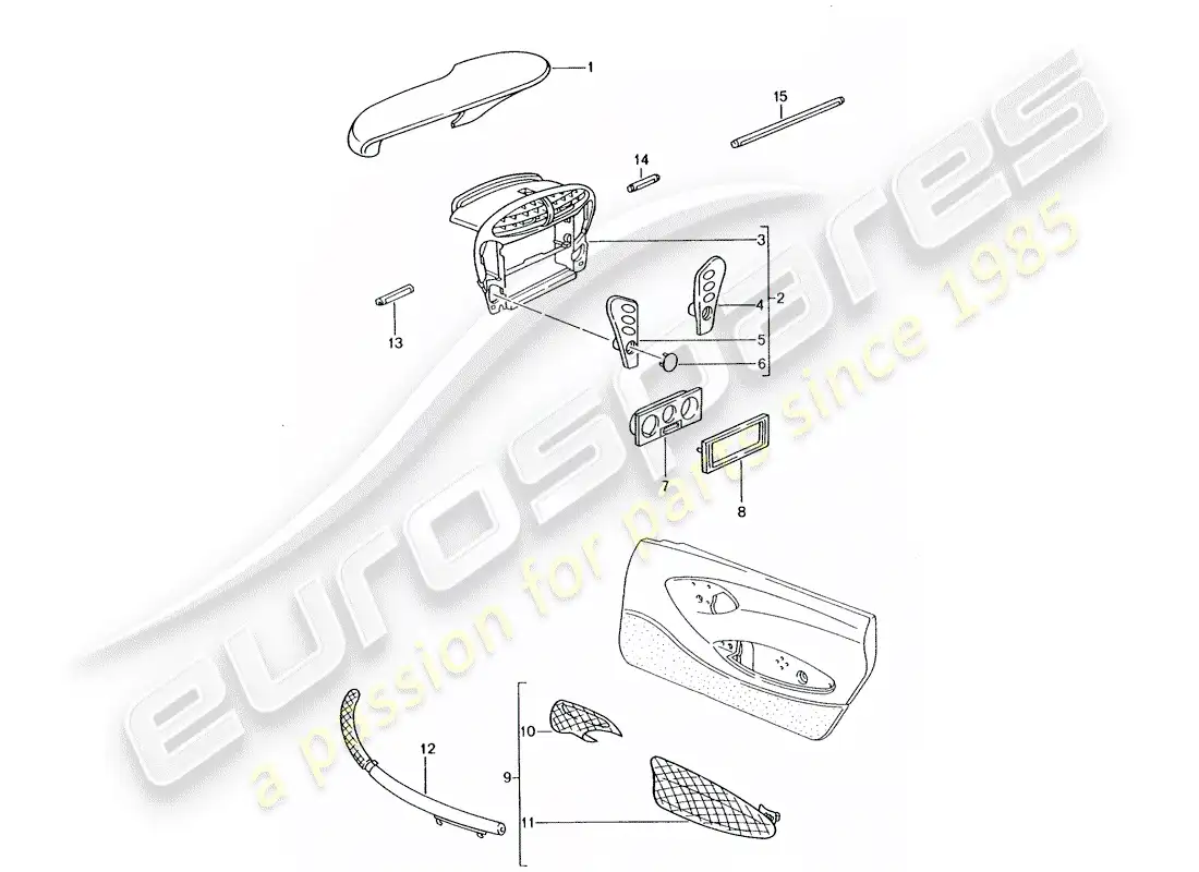 porsche 2009 (tequipment) instrument box parts diagram