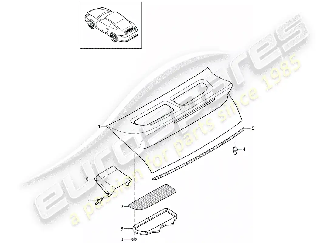 porsche 2010 (997-2) spoiler lid parts diagram