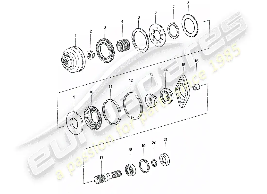 porsche 1987 (959) interaxle clutch - front axle parts diagram