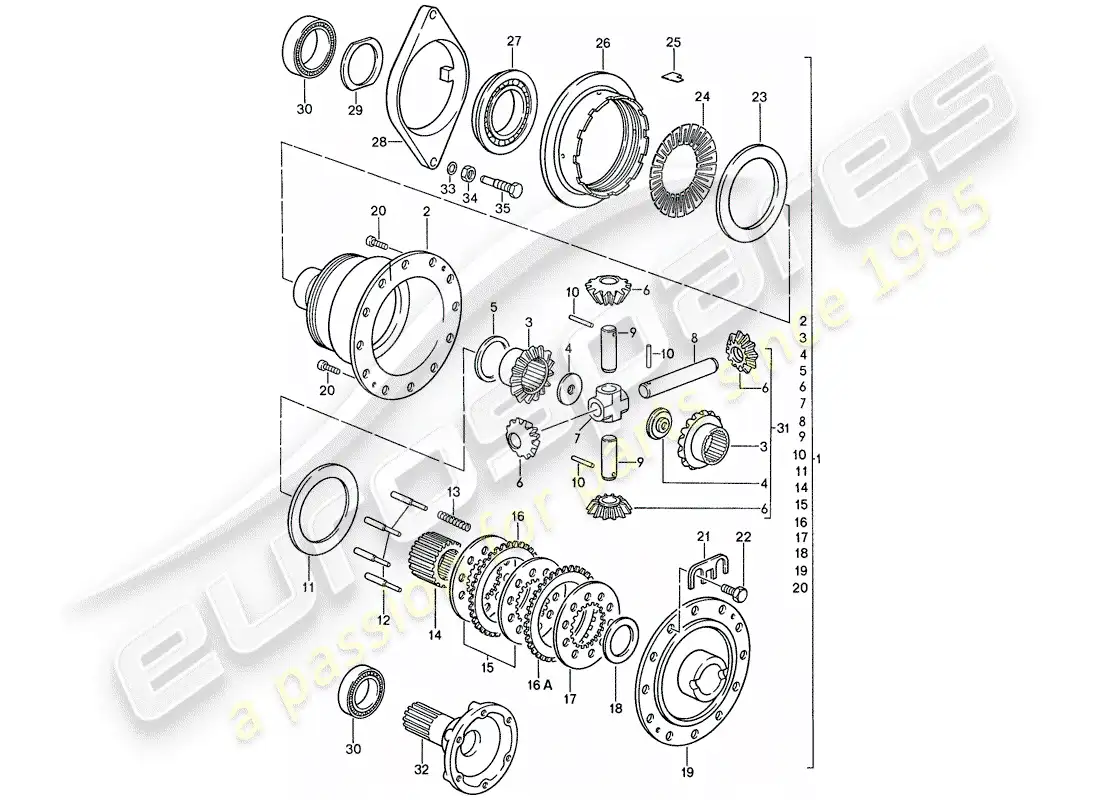 porsche 1987 (928) manual gearbox - porsche - limited slip differential - d - mj 1990>> parts diagram