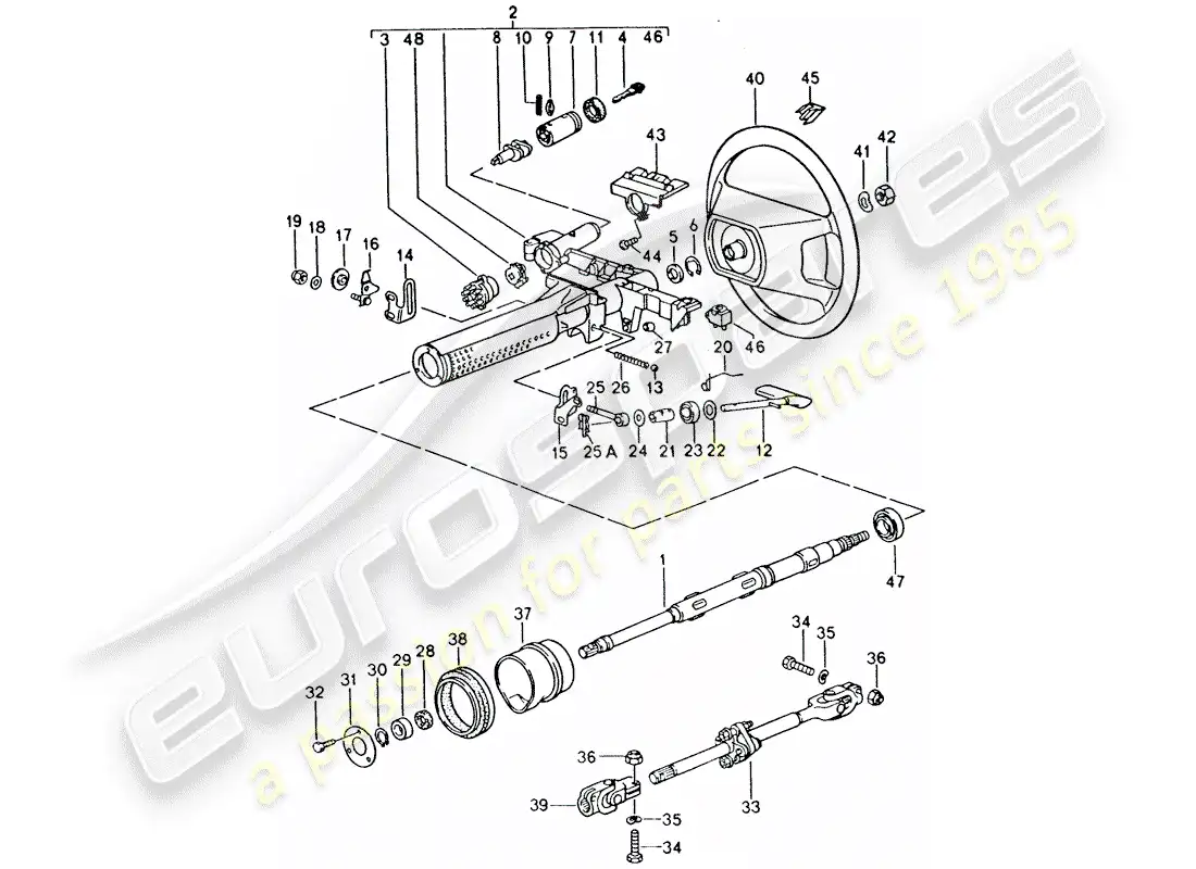 porsche 1995 (928) airbag - steering parts - steering wheel - - - height adjustment - for - steering wheel - see group - 4/03/05 parts diagram