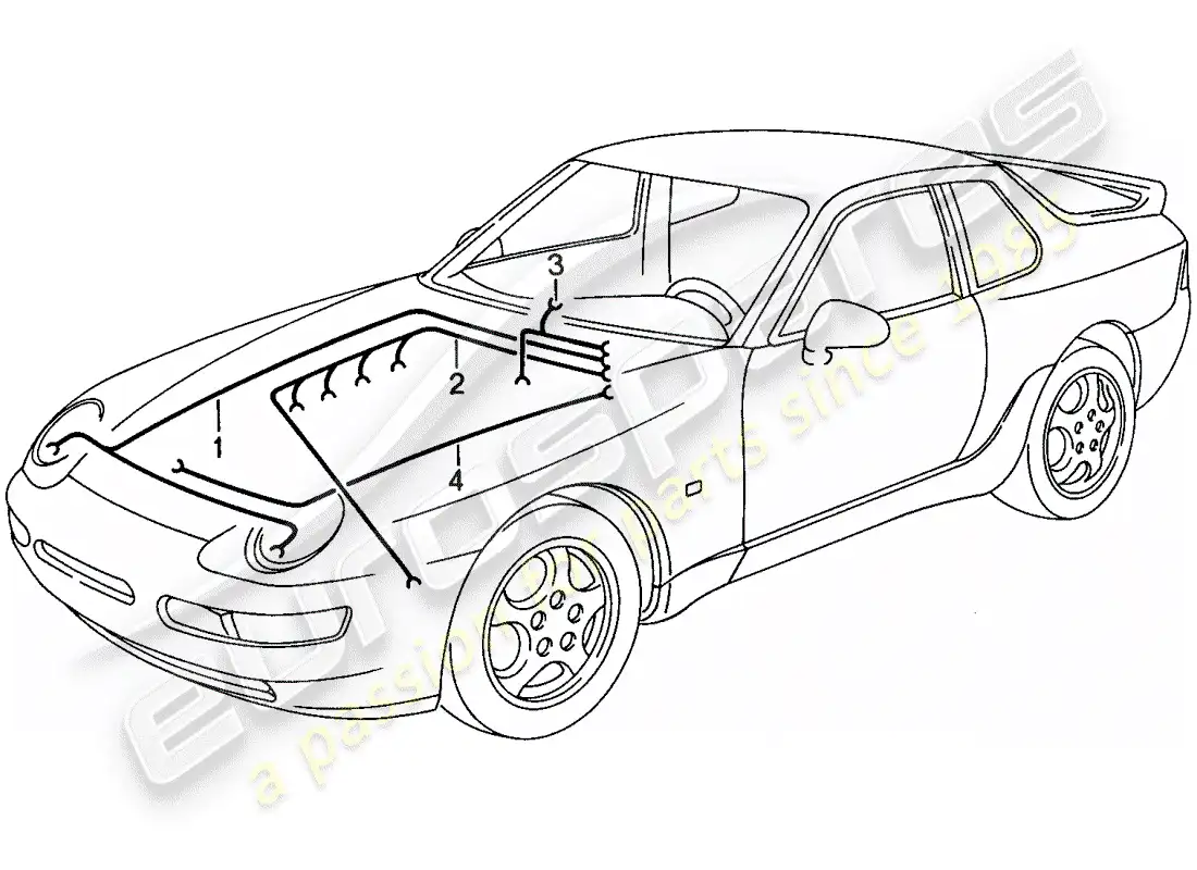porsche 1994 (968) wiring harnesses - engine bay - heater - air conditioner parts diagram