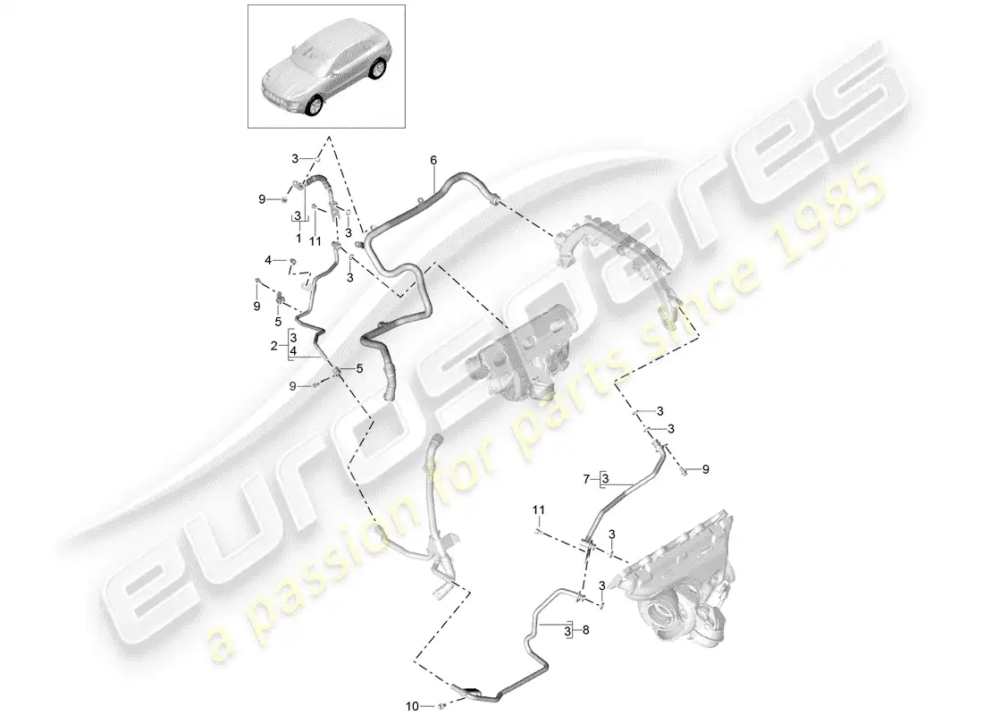 porsche 2016 (macan) water tube parts diagram