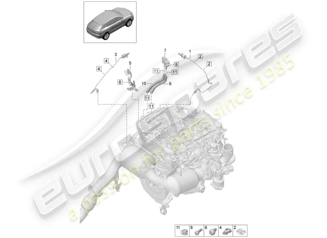 porsche 2020 (macan) differential pressure sensor part diagram