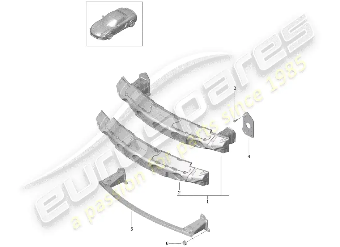 porsche 2015 (981 boxster) bumper bracket parts diagram