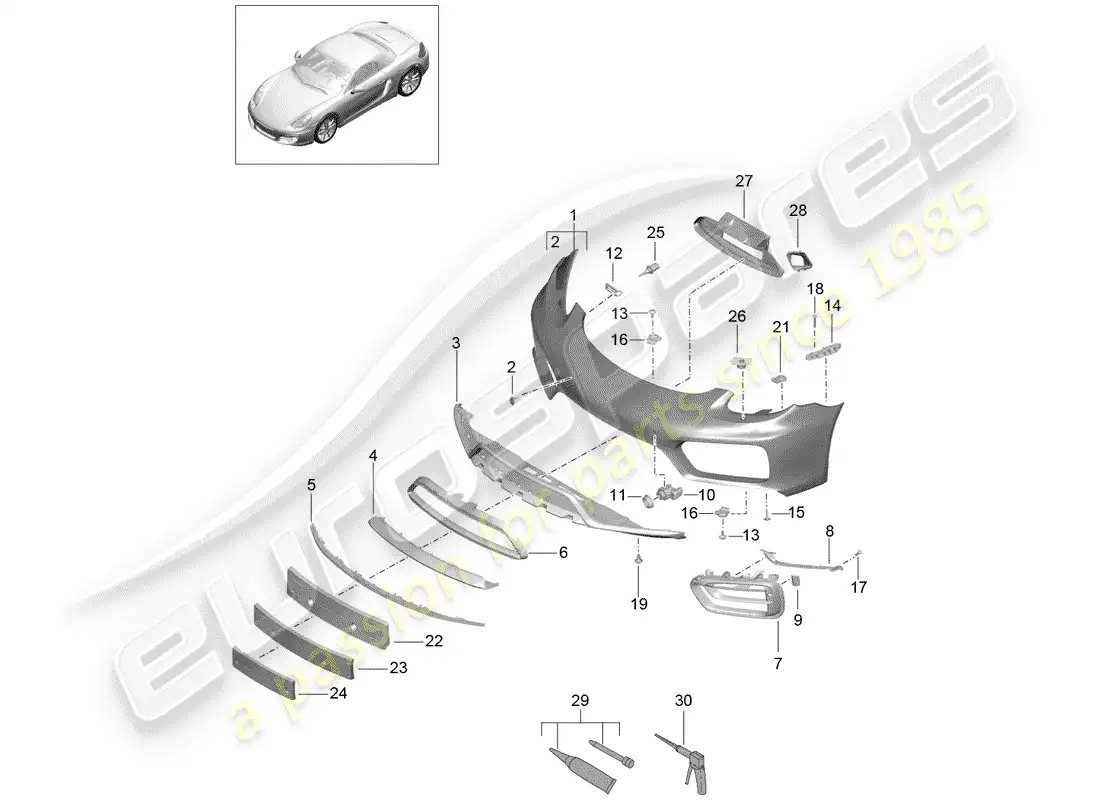 porsche 2015 (981 boxster) bumper parts diagram