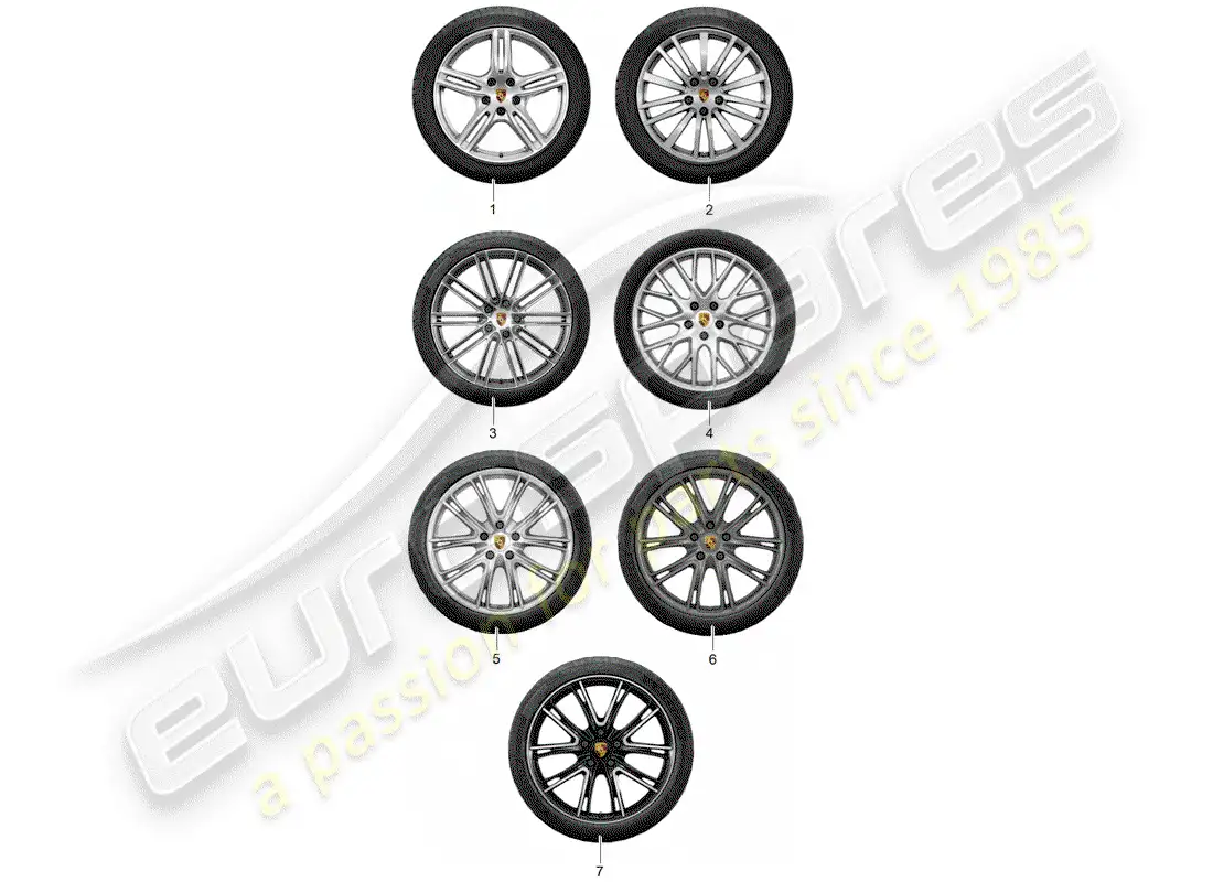porsche 2017 (tequipment panamera) wheel disc 'alum.' with parts diagram