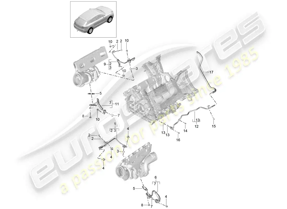 porsche 2016 (macan) oil return line parts diagram