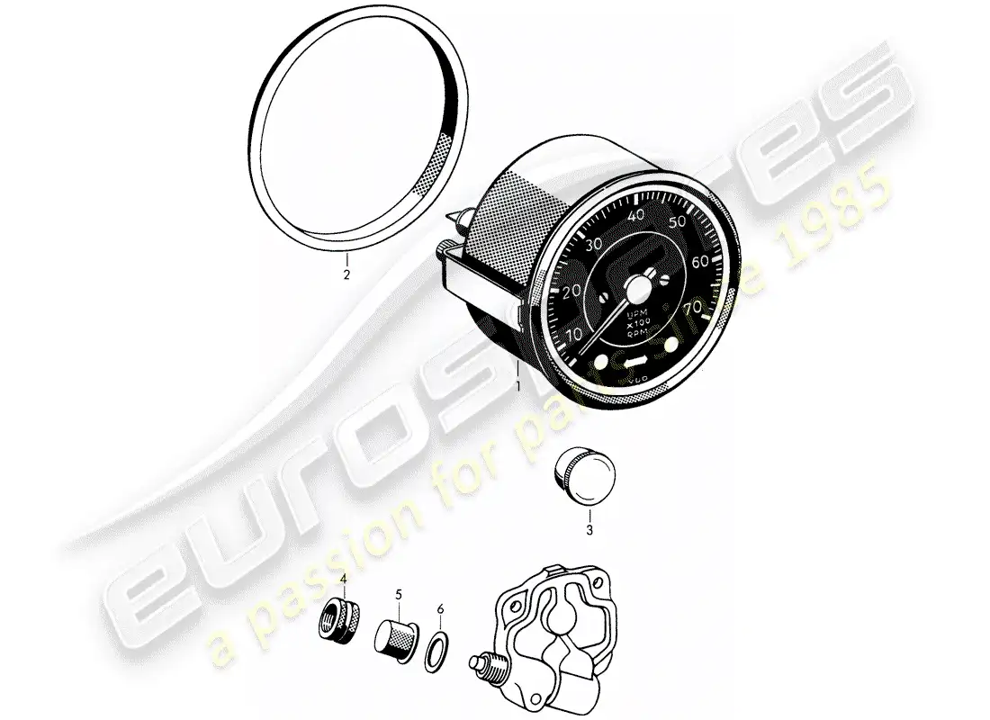 porsche 1963 (356b/356c) tachometer - electric parts diagram