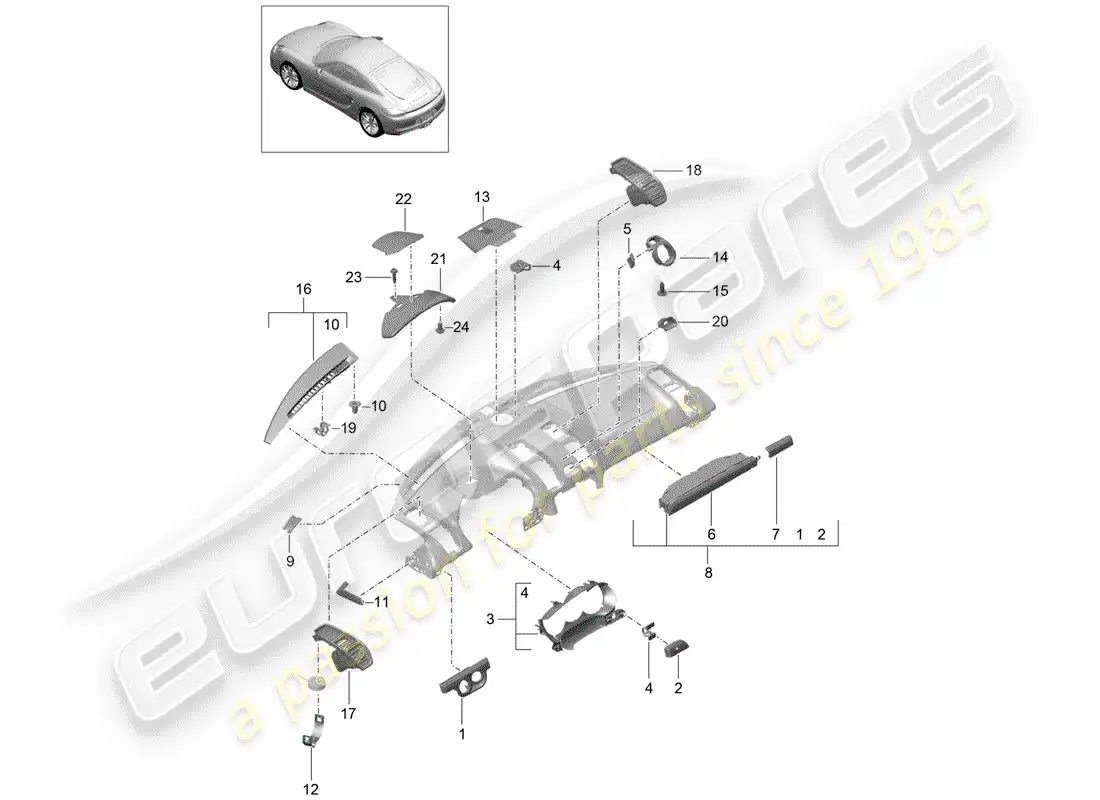 porsche 2016 (981 cayman) accessories parts diagram