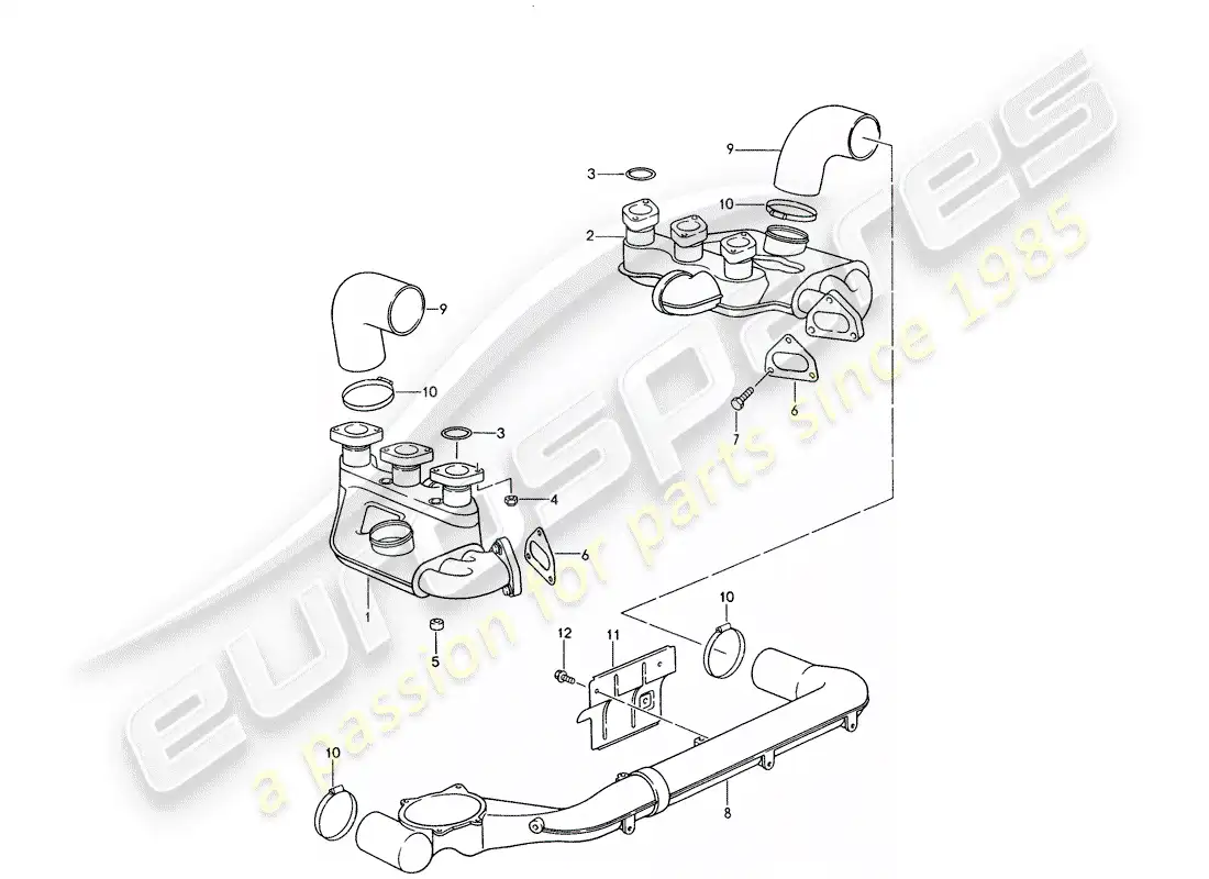 porsche 1997 (993) exhaust system - heater core - see technical information - group 2 - nr. 2/ 98 parts diagram