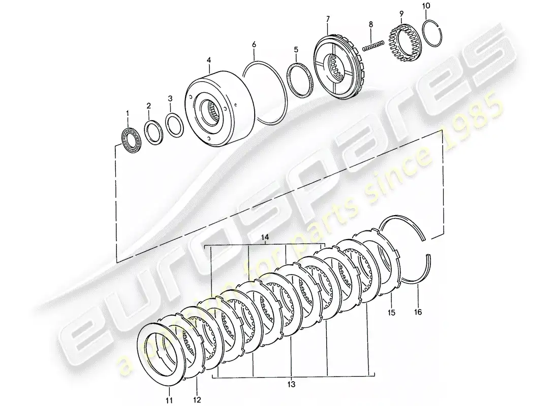 porsche 1990 (928) automatic transmission - clutch - k 1 parts diagram
