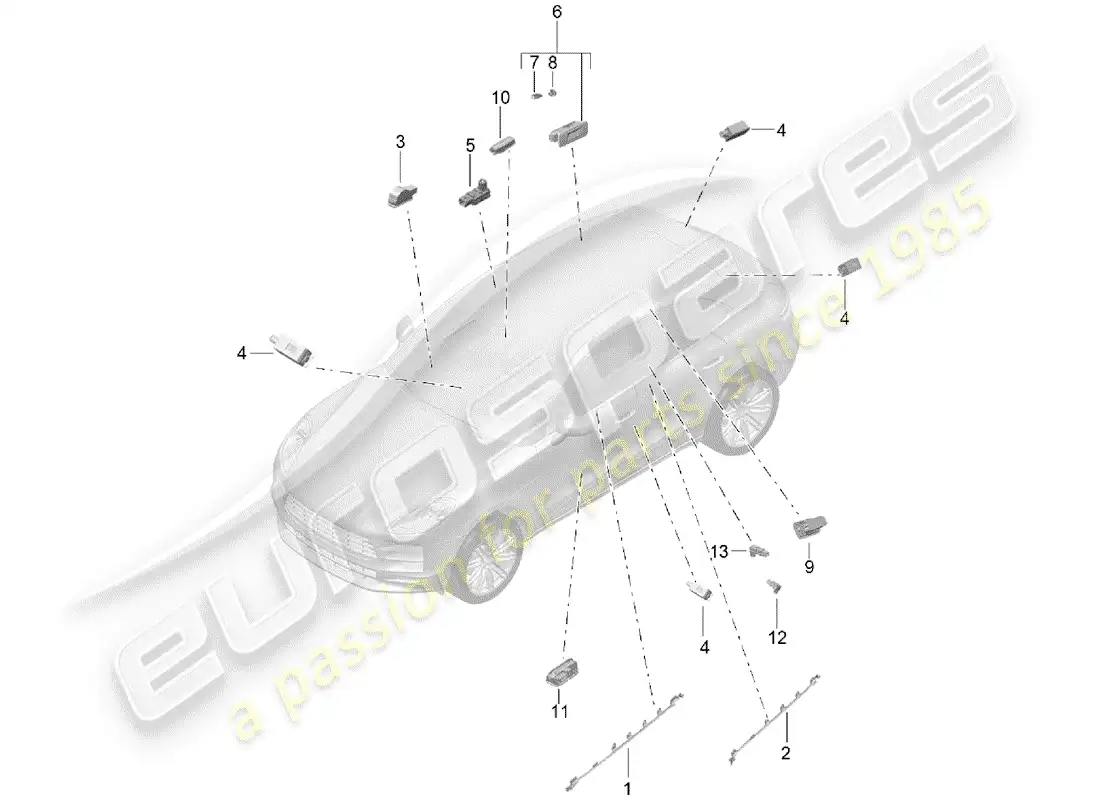 porsche 2020 (macan) interior light part diagram