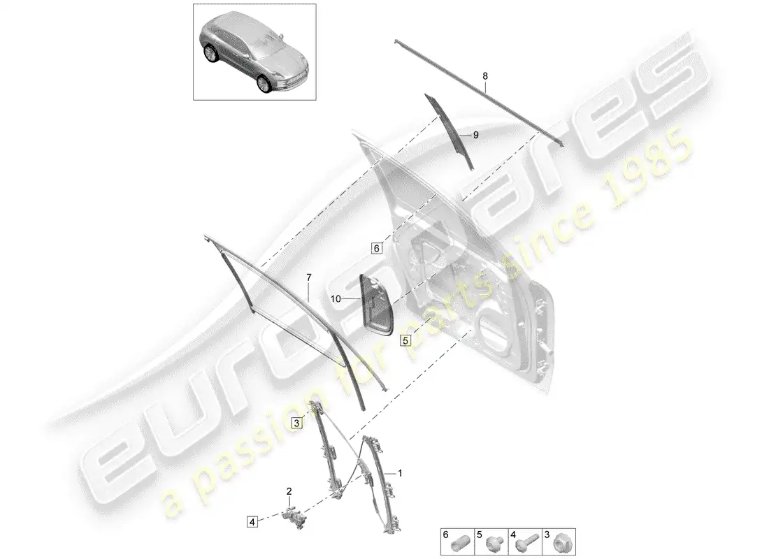porsche 2020 (macan) window regulator part diagram