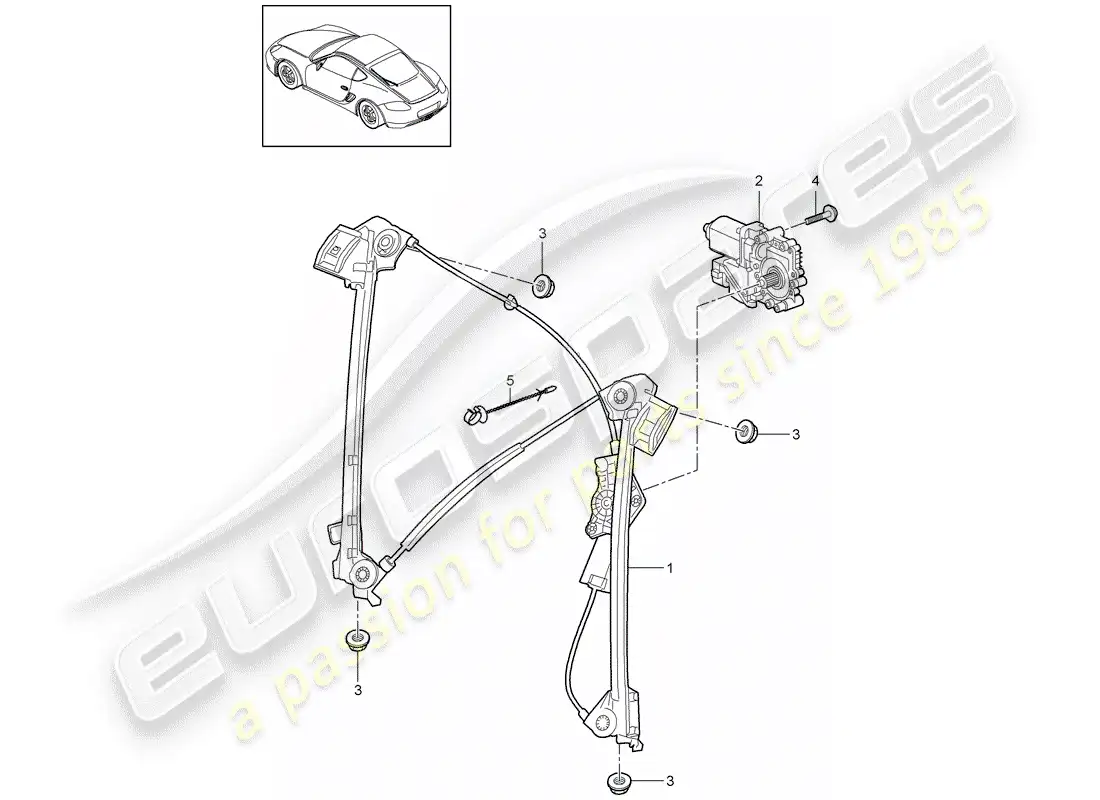 porsche 2011 (987 cayman) window regulator parts diagram