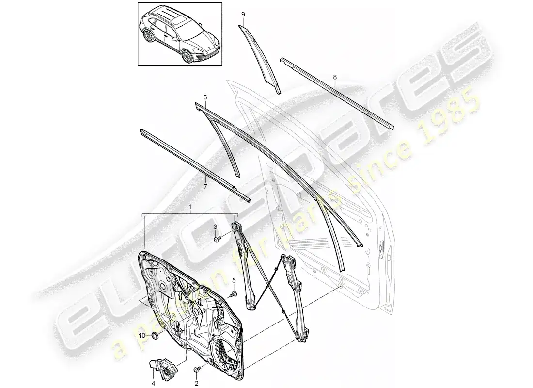 porsche 2014 (cayenne e2 92a) window regulator part diagram