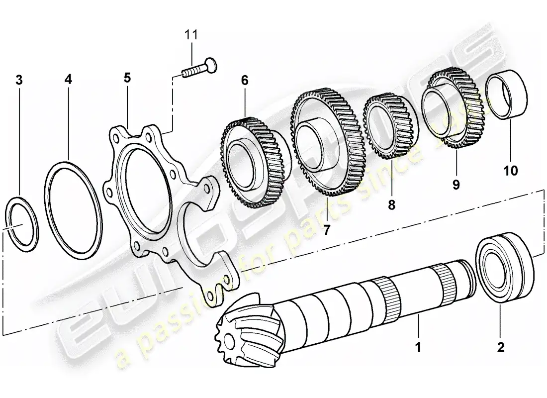 porsche 2002 (996) gears and shafts parts diagram