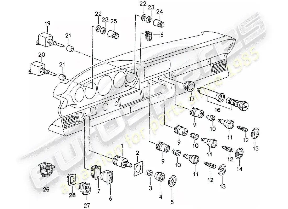 porsche 1997 (993) switch parts diagram
