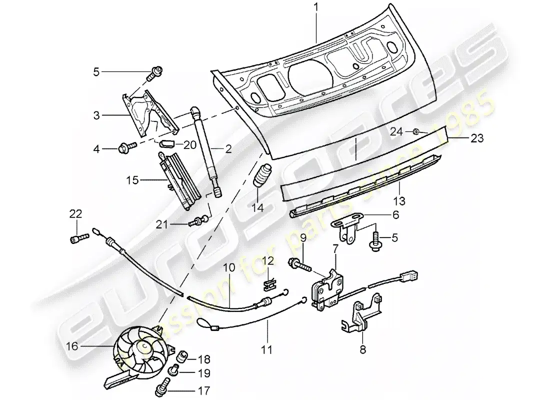 porsche 2002 (996) cover parts diagram