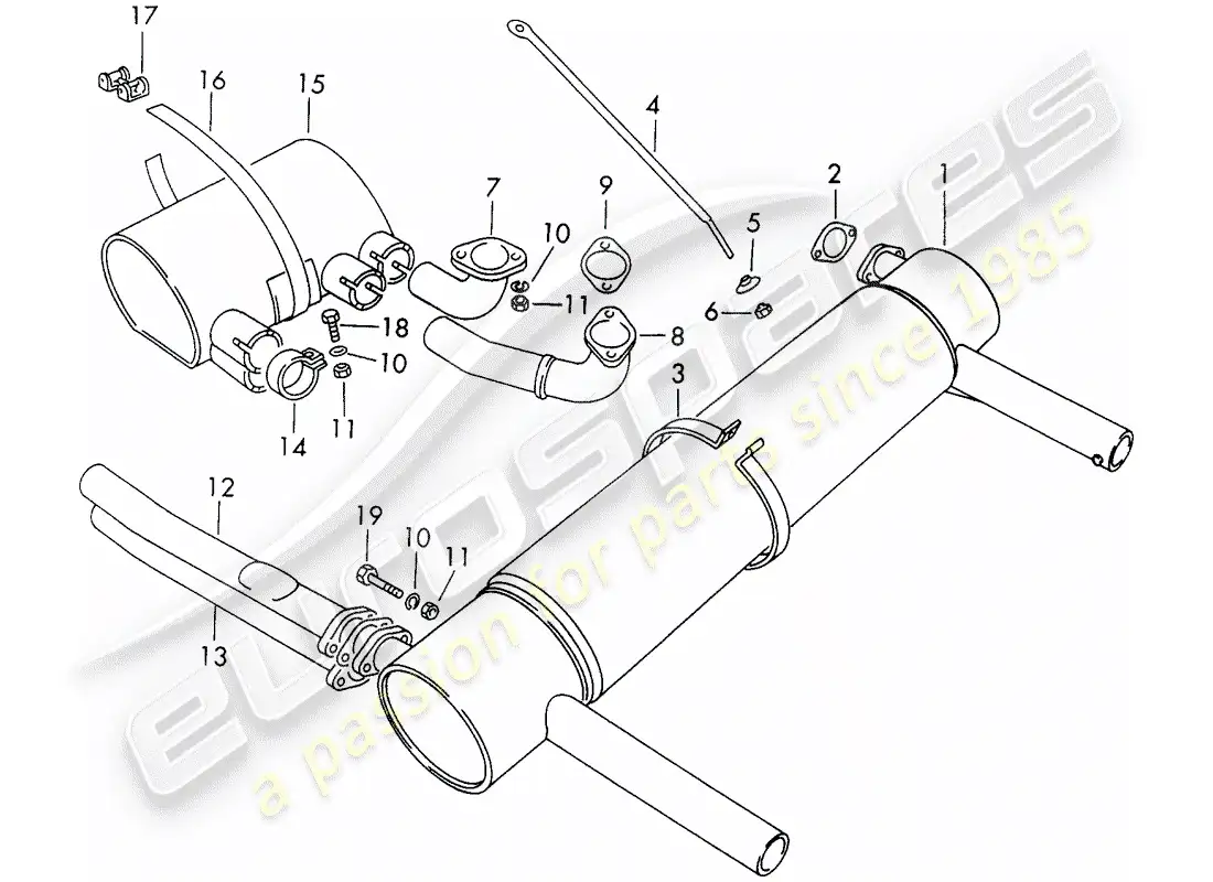 porsche 1963 (356b/356c) exhaust system - sport version - retainer - nr. 1 parts diagram