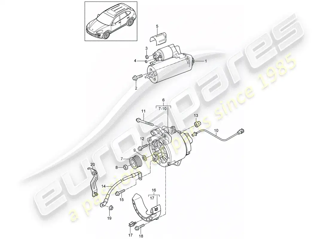 porsche 2014 (cayenne e2 92a) starter part diagram
