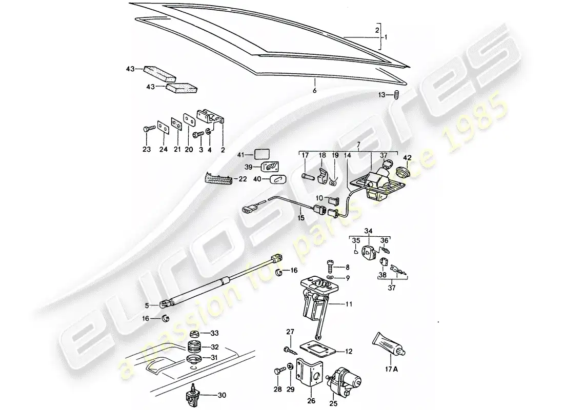 porsche 1994 (928) rear trunk lid - installation parts parts diagram