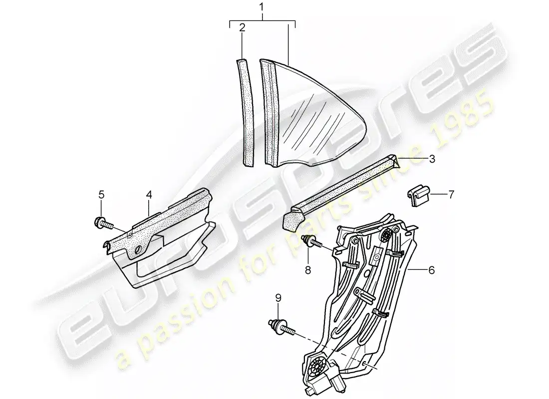 porsche 2009 (997-2) side window parts diagram