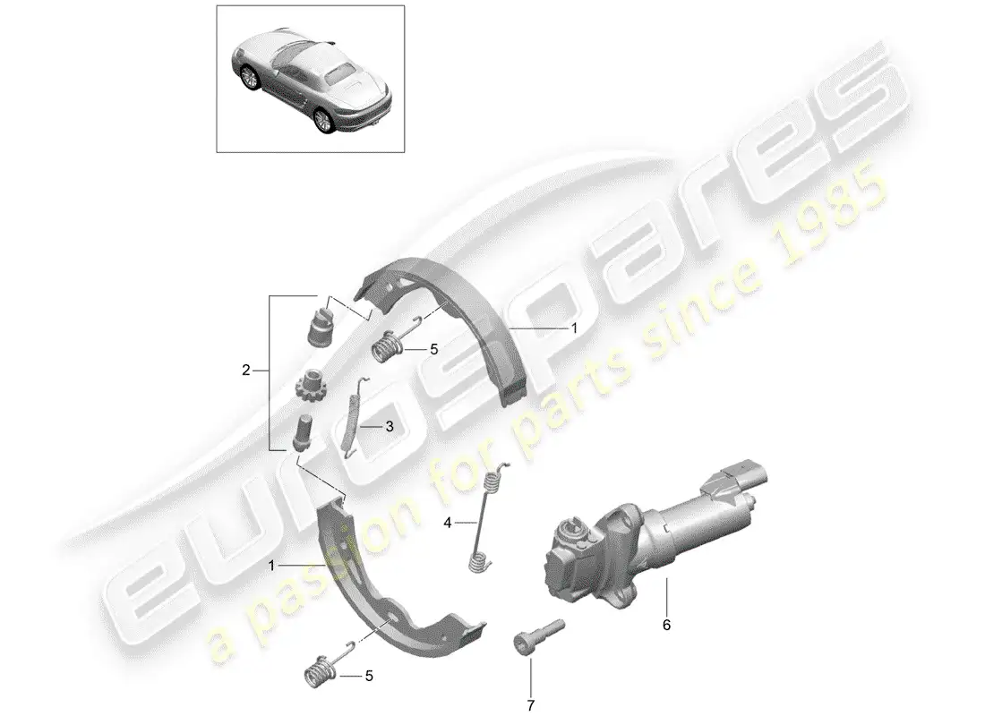 porsche 2019 (718 boxster) parking brake parts diagram