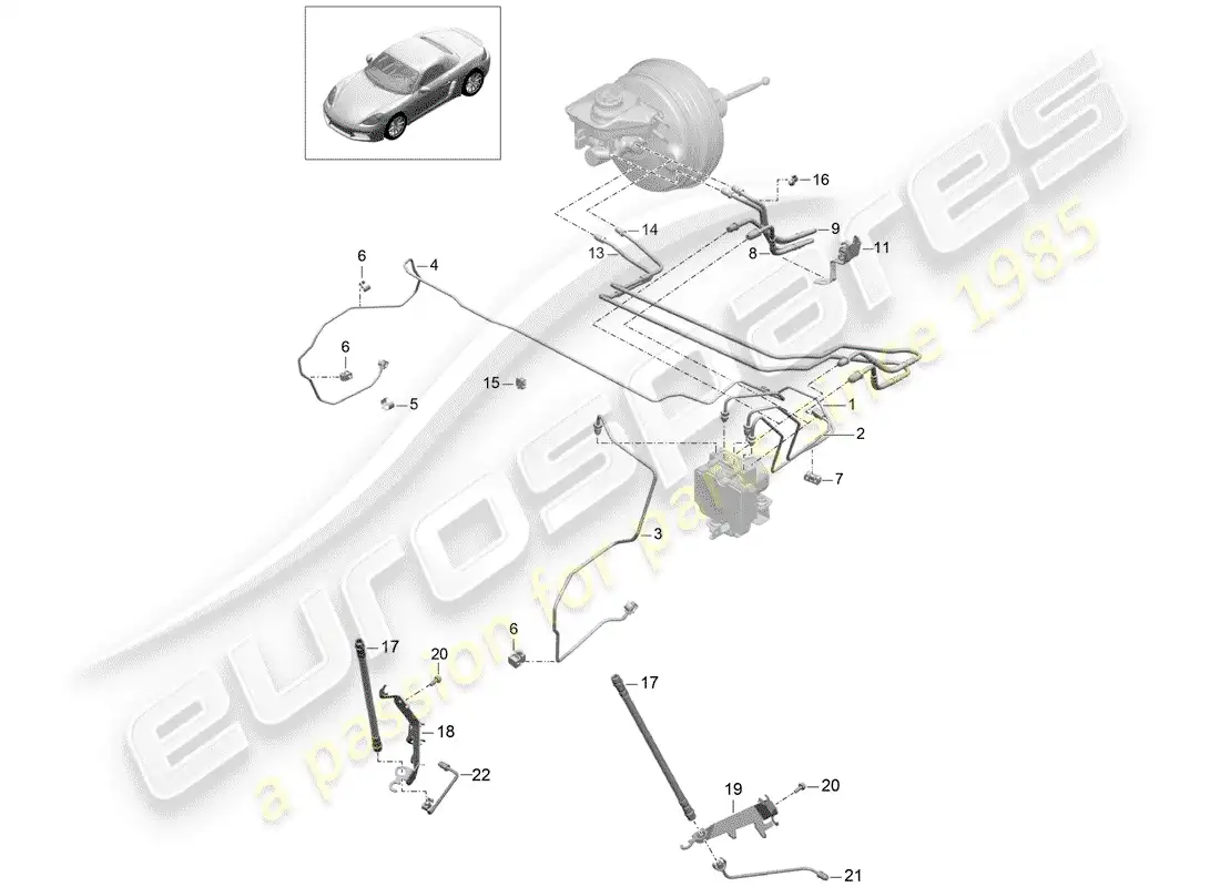 porsche 2018 (718 boxster) brake line parts diagram