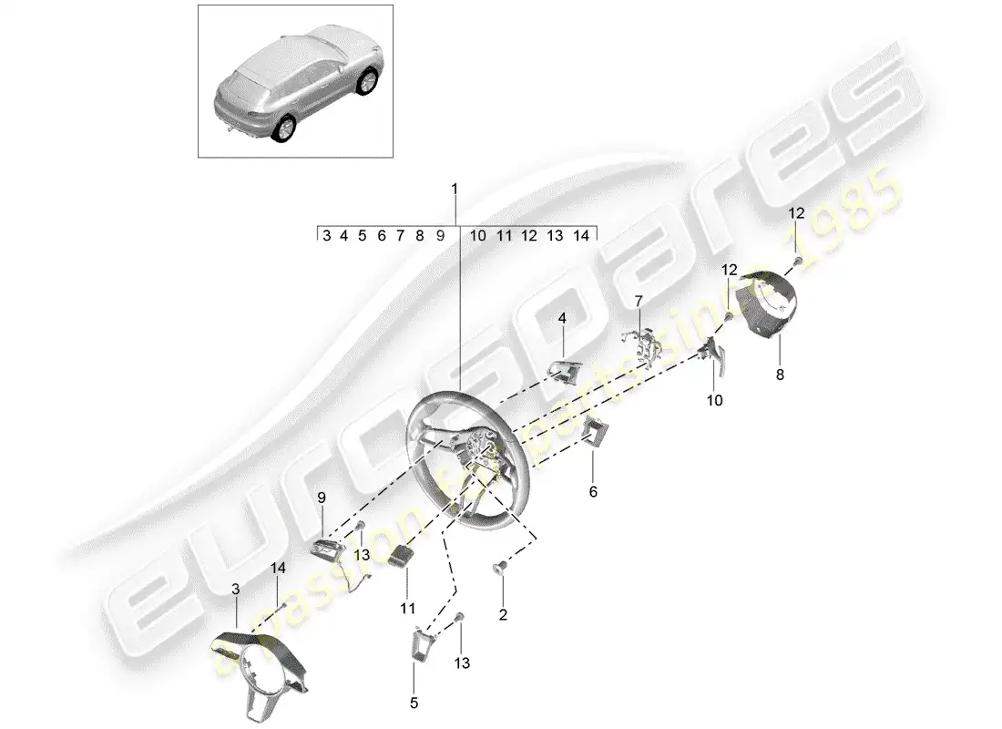 porsche 2017 (macan) steering wheel parts diagram