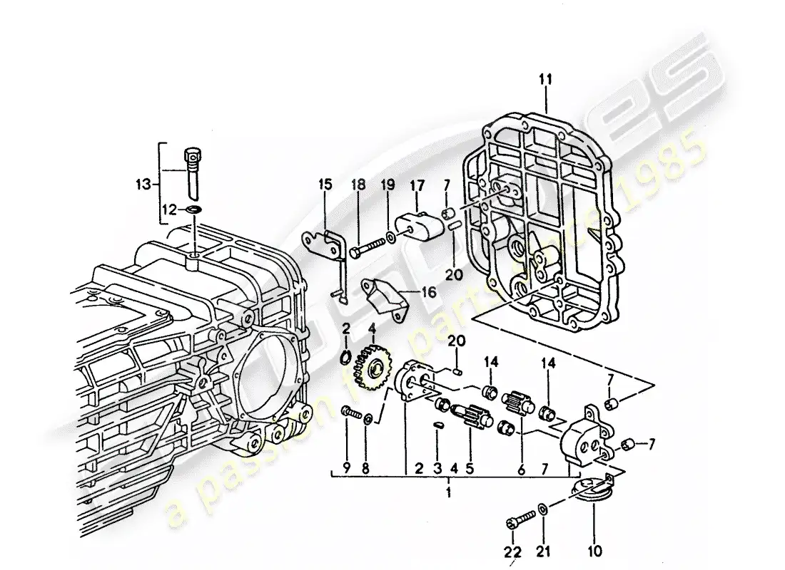 porsche 1995 (928) manual gearbox - oil cooling - oil pump parts diagram