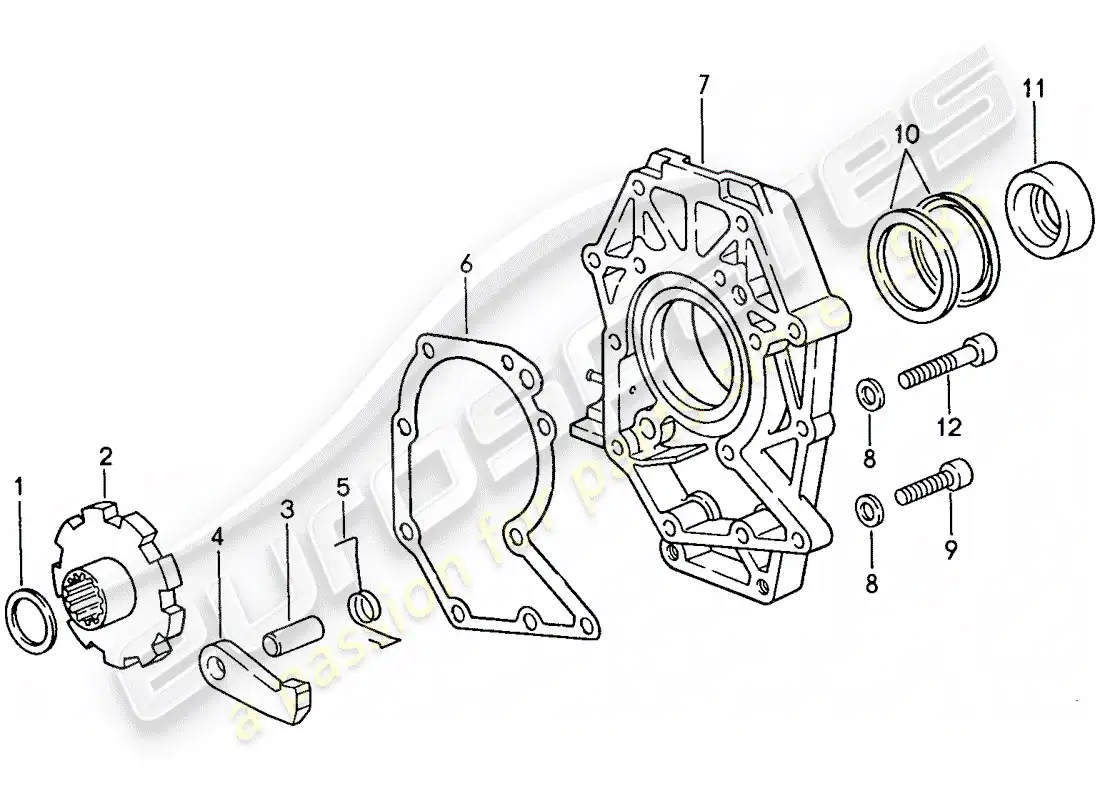 porsche 1988 (928) automatic transmission - intermediate plate - parking lock parts diagram