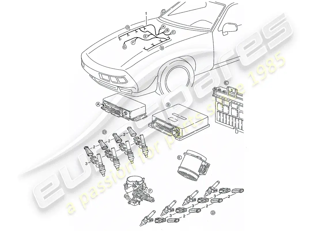 porsche 1990 (928) harness - lh-jetronic parts diagram