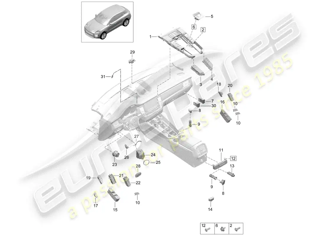 porsche 2019 (macan) switch parts diagram