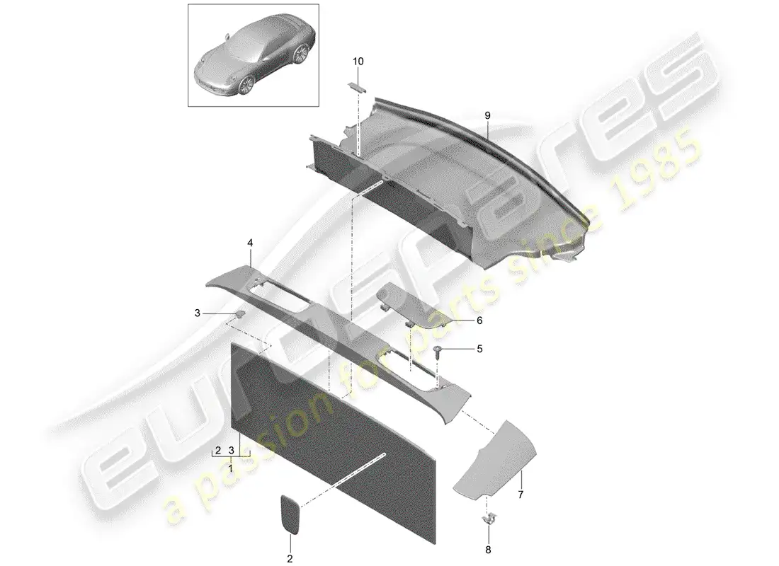 porsche 2015 (991-1) lining parts diagram