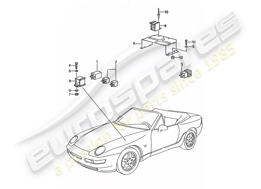 porsche 1995 (968) relay - for - convertible top control parts diagram
